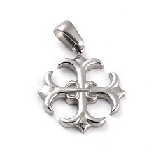 Honeyhandy 304 Stainless Steel Pendant, Fleur De Lis, Stainless Steel Color, 22x19.5x2mm, Hole: 3x6mm