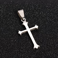 Honeyhandy 201 Stainless Steel Cross Pendants, Stainless Steel Color, 33x18x1.5mm, Hole: 3.5x10mm