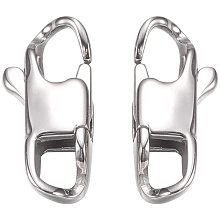 UNICRAFTALE 10pcs Stainless Steel Lobster Claw Clasps Rectangle Shape Hooks Silver Tones Connector Clasp for DIY Jewelry Making 16x7x3.5mm, Hole 3x4mm