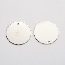 Honeyhandy Stainless Steel Stamping Blank Tag Pendants, Flat Round, Stainless Steel Color, 30x1mm, Hole: 2mm