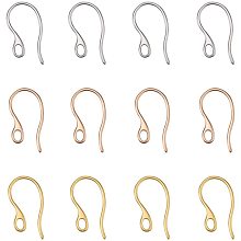 Arricraft 45 pcs 3 Colors 304 Stainless Steel Earring Hooks Ear Wire with Loop for DIY Earring Jewelry Craft Making