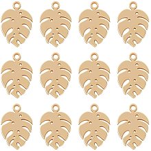 CHGCRAFT 50 Pcs Monstera Leaf Stainless Steel Charms for DIY Craft Jewelry Making Accessories Findings, Hole 1mm