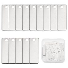 SUNNYCLUE 304 Stainless Steel Stamping Blank Tag Pendants, Rectangle, Stainless Steel Color, 25x9x1mm, Hole: 2.5mm, 50pcs/box