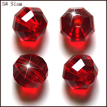 Honeyhandy Imitation Austrian Crystal Beads, Grade AAA, Faceted, Round, Dark Red, 8mm, Hole: 0.9~1mm