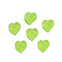 Honeyhandy Transparent Acrylic Pendants, Aspen Leaf Charm, Lime Green, 16.5x16x3mm, Hole: 2mm, about 1400pcs/500g