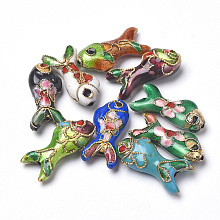 Honeyhandy Handmade Cloisonne Beads, Fish, Mixed Color, 19.5x9x5~6mm, Hole: 1mm