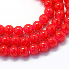 Honeyhandy Baking Painted Imitation Jade Glass Round Bead Strands, Red, 6.5mm, Hole: 1.5mm, about 145pcs/strand, 31.8 inch