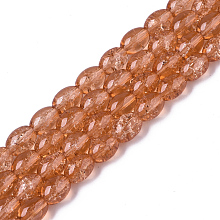 Honeyhandy Transparent Crackle Glass Beads Strands, Oval, Light Salmon, 8x5.5~6mm, Hole: 1mm, about 100pcs/strand, 31.4 inch