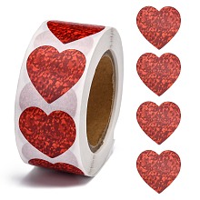 Honeyhandy Heart Shaped Stickers Roll, Valentine's Day Sticker Adhesive Label, for Decoration Wedding Party Accessories, Red, 25x25mm, 500pcs/roll