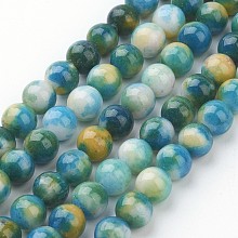 Honeyhandy Jade Beads Strands, Natural White Jade, Dyed, Round, Colorful, 8mm, Hole: 1mm, about 51pcs/strand, 15.7 inch