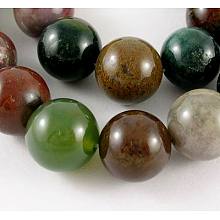 Honeyhandy Natural Indian Agate Beads Strands, Round, 10mm, Hole: 1mm, about 19pcs/strand, 7.6 inch