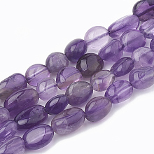 Honeyhandy Natural Amethyst Beads Strands, Oval, 5~15x4~10x2~6mm, Hole: 1mm, about 40~60pcs/strand, 15.7 inch