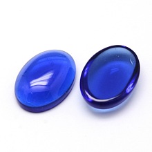 Honeyhandy K9 Glass Cabochons Oval Flat Back Cabochons, Blue, 25x18x8mm