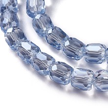 Honeyhandy Electroplate Glass Beads, Pearl Luster Plated, Faceted Barrel, Light Steel Blue, 10x10mm, Hole: 1mm