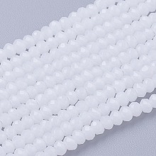 Honeyhandy Imitation Jade Glass Beads Strands, Faceted, Rondelle, White, 3x2~2.5mm, Hole: 0.5mm, about 186~190pcs/strand, 17 inch