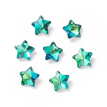 Honeyhandy Electroplate Glass Charms, Faceted, Star, Medium Aquamarine, 13x13.5x7mm, Hole: 1.2mm