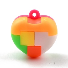 Honeyhandy Plastic Pendants, Bubble Popper Fidget Toy, Stress Anxiety Relief Toys, Puzzle Block Pendant, Heart, Colorful, 32x32.5x26mm, Hole: 3mm