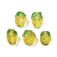 Honeyhandy Handmade Lampwork Beads, Pineapple, Yellow, 13~15x12~14x12~14mm, Hole: 1~1.4mm