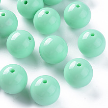 Opaque Acrylic Beads, Round, Aquamarine, 20x19mm, Hole: 3mm