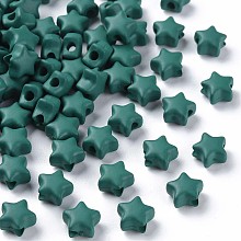 Spray Painted Acrylic Beads, Star, Teal, 8.5x9.5x5mm, Hole: 2mm