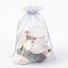 Honeyhandy Organza Bags, with Ribbons, Light Grey, 18x13cm