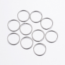 Honeyhandy 304 Stainless Steel Open Jump Rings, Stainless Steel Color, 18 Gauge, 12x1mm, Inner diameter: 10mm, about 45pcs/10g