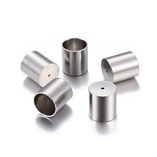 Honeyhandy 201 Stainless Steel Cord Ends, End Caps, Column, Stainless Steel Color, 10x9mm, Hole: 0.8mm, Inner Diameter: 8mm