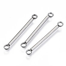 Honeyhandy 304 Stainless Steel Links Connectors, Bar Links, Stainless Steel Color, 26x1mm, Hole: 2mm