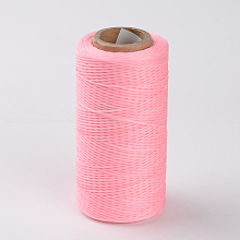 Honeyhandy Flat Waxed Polyester Cords, Pink, 1x0.3mm, about 284.33 yards(260m)/roll