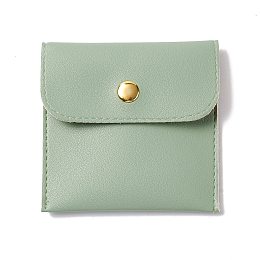 Honeyhandy PU Imitation Leather Jewelry Storage Bags, with Golden Tone Snap Buttons, Square, Dark Sea Green, 7.9x8x0.75cm