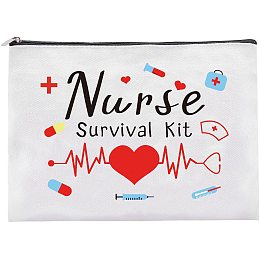 FINGERINSPIRE Nurse Theme Makeup Bag, 9x7 Inch Cosmetic Zipper Pouch for Purse Organizer, Canvas Bag Handbags Printing Pencil Bag for Nurse Practitioner Presents - Nurse Survival Kit