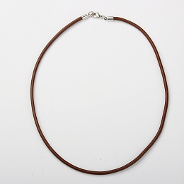 Honeyhandy Cowhide Leather Necklace Making, with Brass Lobster Claw Clasps and Brass Cord Ends, Platinum Metal Color, Saddle Brown, 66x0.3cm