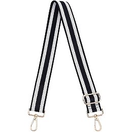 NBEADS Nylon Adjustable Bag Strap, Wide Shoulder Strap Replacement Belt Adjustable Crossbody Handbag Stripe, 32~57.8" Long/1.5" Wide, Black & White Stripe