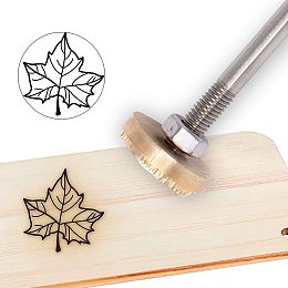 OLYCRAFT Wood Branding Iron 1.2” Leather Branding Iron Stamp Custom Logo BBQ Heat Stamp with Brass Head and Wood Handle for Woodworking and Handcrafted Design - Maple Leaf