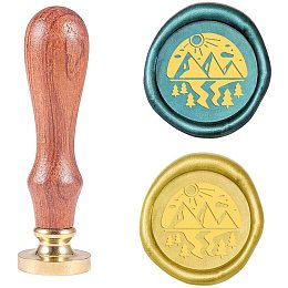 PandaHall Elite Wax Seal Stamp Sealing, Mountain Sun Wax Stamp with Wood Handle Retro Stamp Kit for Christmas Envelopes, Party Invitation, Wine Packages, Gift Packing, Greeting Cards