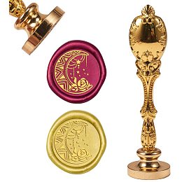 CRASPIRE Wax Sealing Stamp Flower on The Moon Retro Alloy Wax Seal Stamp 25mm Removable Brass Seal Head Metal Handle Stamp for Envelope Invitation Wedding Embellishment Bottle Decoration