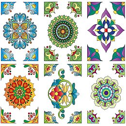 ARRICRAFT 9pcs/Set Window Stickers Mandala Window Clings Floor Clings Self Adhesive Window for Halloween Party Decoration Acessories Halloween Themed Pattern Rectangle About 9.4x13.8inch