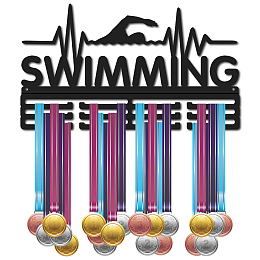 CREATCABIN Swimming Medal Hanger Display Sports Medal Holder Over 60+ Medals Award Iron Holder Rack Frame Wall Mounted Hanging for Medalist Runner Soccer Gymnastics Marathon Athlete Gift 15.7 x 9 Inch