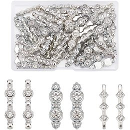 SUPERFINDINGS 60Pcs 3 Style Alloy Rhinestone Bar Spacers 3-Hole Metal Spacers Bar Link Connectors Bar Spacer Beads for DIY Jewelry Making