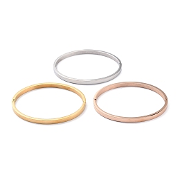 Honeyhandy 3Pcs 3 Color Ion Plating(IP) 304 Stainless Steel Classic Simple Plain Bangle, Stackable Bracelet for Women, Mixed Color, Inner Diameter: 2x2-3/8 inch(5.1x6.05cm), 1pc/color