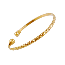 Honeyhandy Perfect Design Real 18K Gold Plated Brass Torque Cuff Bangle, 60mm