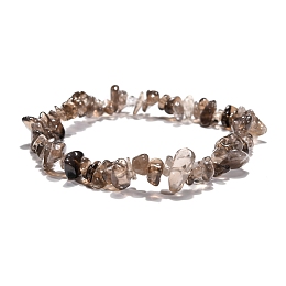 Honeyhandy Smoky Quartz Chips Stretch Bracelets, Inner Diameter: 2-1/8~2-1/4 inch(5.3~5.6cm)