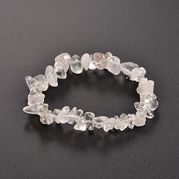 Honeyhandy Chips Natural Quartz Crystal Beaded Stretch Bracelets, 1-3/4 inch(4.5cm)