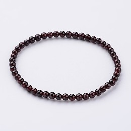 Honeyhandy Natural Garnet Beaded Stretch Bracelets, with Elastic Fibre Wire, 2-1/4 inch(55mm)