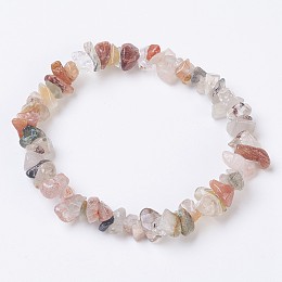 Honeyhandy Natural Rutilated Quartz Stretch Bracelets, Nuggets, 2-1/8 inch(5.5cm)