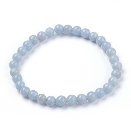 Honeyhandy Natural Angelite Stretch Bracelets, Round, 2-1/8 inch(5.5cm)