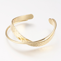 Honeyhandy Brass Cuff Bangle, Real 18K Gold Plated, 1-3/4 inchx2 inch(46x52mm)