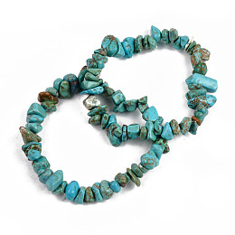 Honeyhandy Unisex Chip Synthetic Turquoise(Dyed) Beaded Stretch Bracelets, Inner Diameter: 1-3/4~2 inch(4.5~5cm)