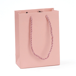 Honeyhandy Kraft Paper Bags, Gift Bags, Shopping Bags, Wedding Bags, Rectangle with Handles, Pink, 16x12x5.8cm