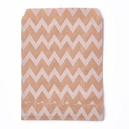 Honeyhandy Kraft Paper Bags, No Handles, Food Storage Bags, BurlyWood, Wave Pattern, 18x13cm